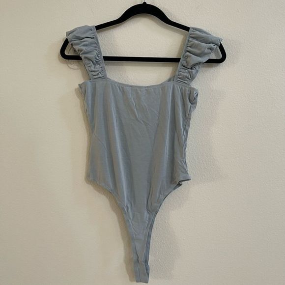 Love Tree Ruched Tank Top Bodysuit in Grey Size Large - Picture 4 of 6